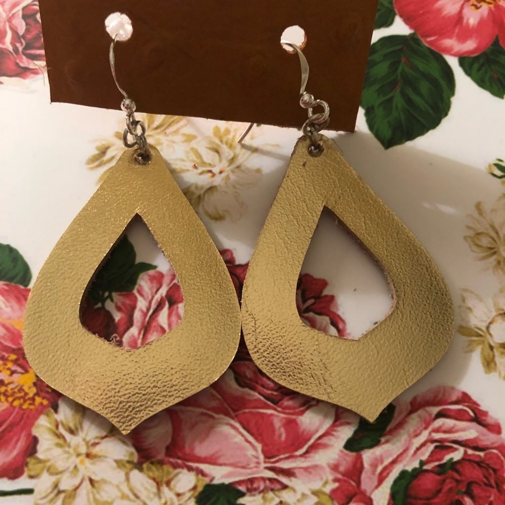 Gold Leather Earrings